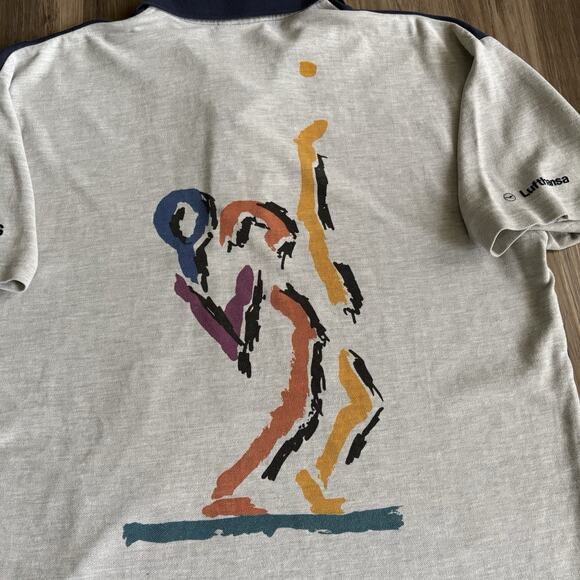 Vintage Adidas Originals ATP Tour Tennis Polo Shirt Mens Size XL Gray Blue - Picture 7 of 7